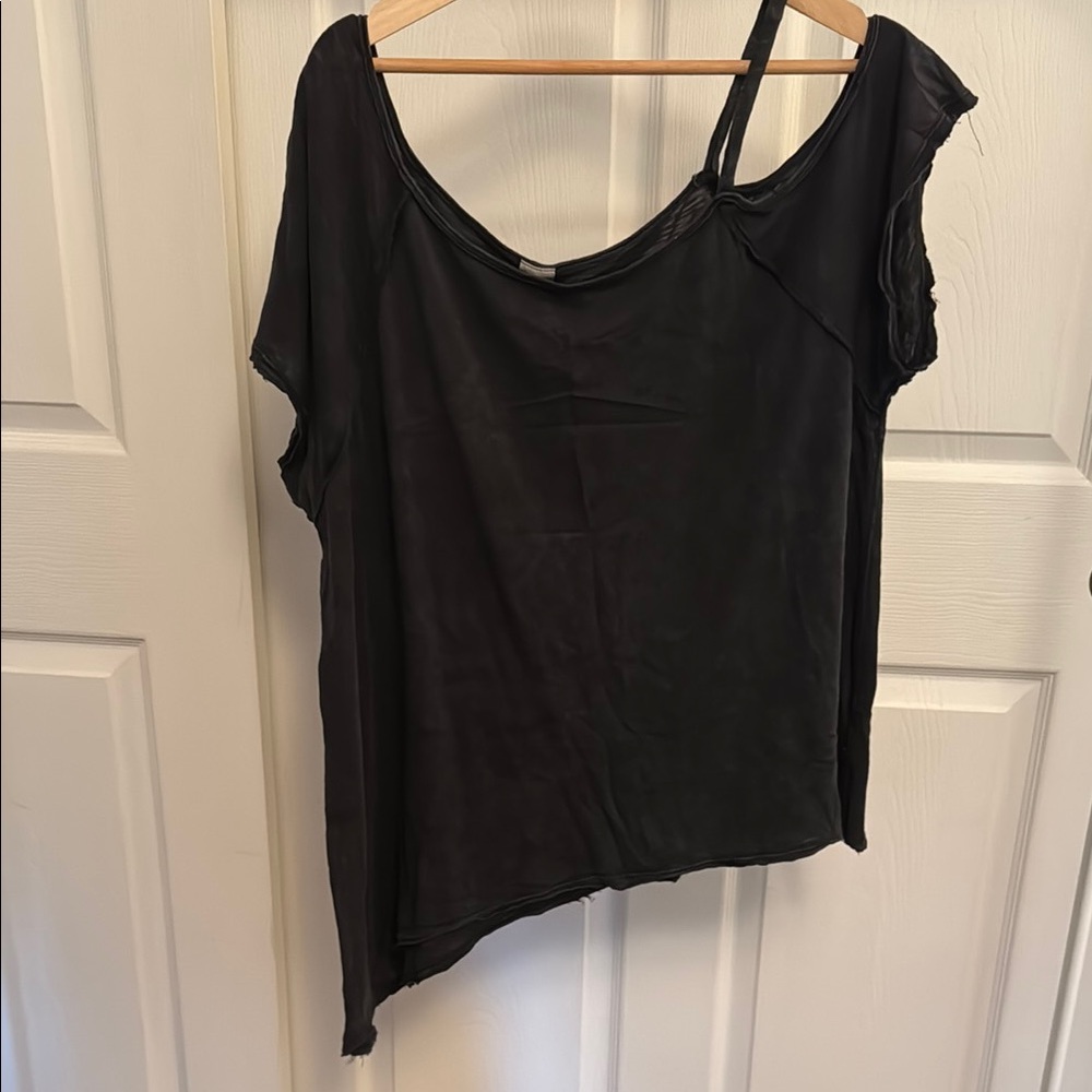 Free People We the Free Distressed One Shoulder Tee